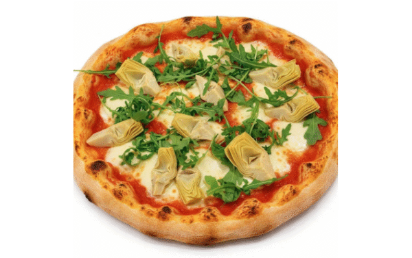 Pizza con Carciofi e rucola